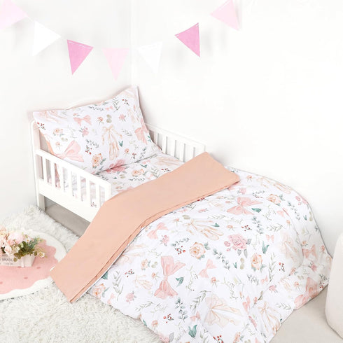 4 Set, Sets GFU Piece Toddler Bedding Ultra Soft and Breathable Toddler Comforter for Girls Includes Quilted Comforter