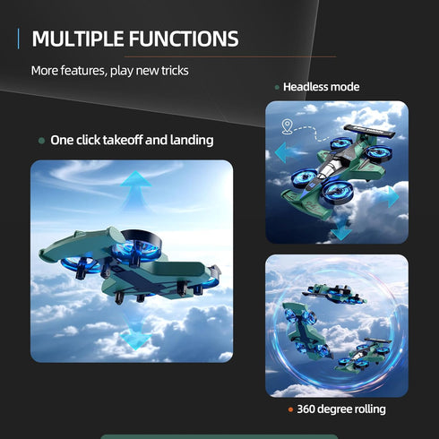 Xelabrion 4-6-8-10-12, 2-In-1 4 5 6 7 8 9 10 Remote Control Airplane Car Toys for Kids Ages Foam RC Plane Car Jet Mini
