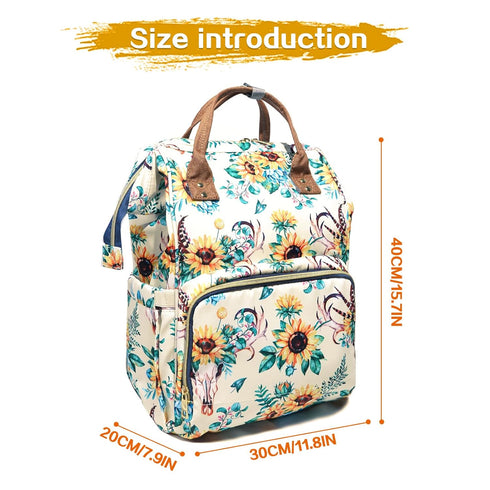 LIMHOO Backpack, Floral Diaper Bag Waterproof Baby Care Bag, Women Travel Baby Nappy Changing Bag (White)
