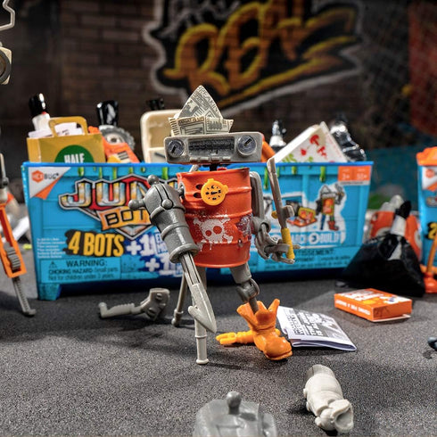 HEXBUG JUNKBOTS Industrial Dumpster Assortment Kit, Surprise Toys with 50+ Pieces of Action Construction Figures for