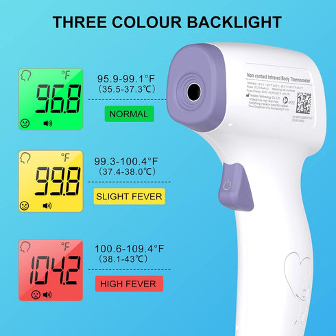 Digital Thermometer for Adults and Kids - No Touch Forehead Infrared Thermometer with Fever Alarm