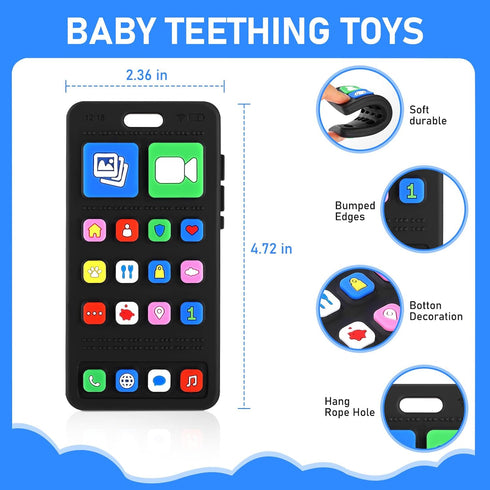 3 6 12 18 VoMii Teething Toy for Baby Months, Realistic Mobile Phone Baby Teether Toy, Baby's Chew Toys, Food Grade