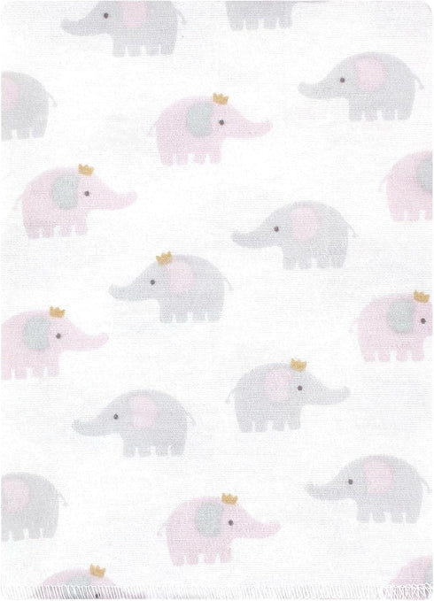 Set Lilac Elephants Cotton Flannel Burp Cloths for Babies - One Size