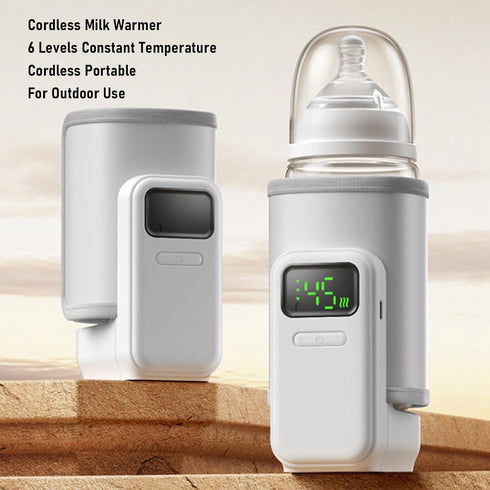 MOTOULAX Portable Bottle Warmer with Sleeve Rechargeable Constant Temperature Heating Baby Milk Warmer for Outdoor