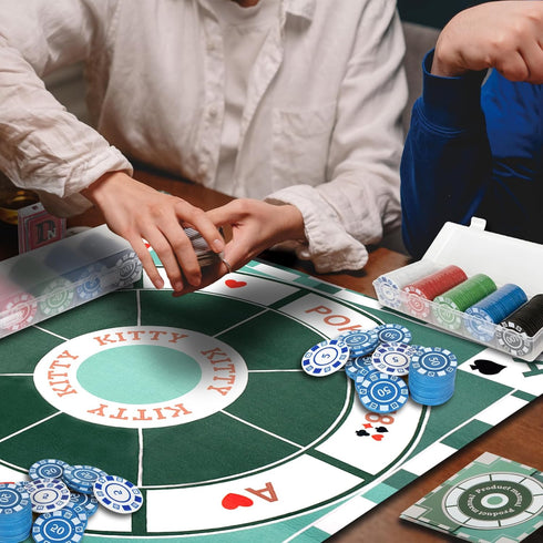 Extguds Rummy Set: 2Boxes (200 Pieces)+1Deck Poker+1Game Rummy Michigan Deluxe Board Game Felt Game Mat + of Playing