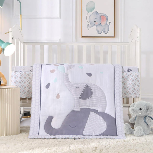 Wowelife Crib Bedding Set for Boys, Premium 3 Piece Elephant Baby Crib