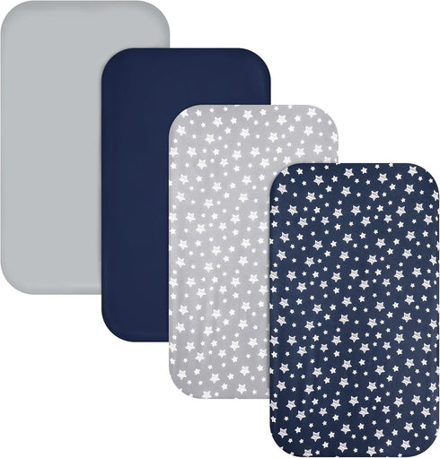 Pack 4 Pack Pack Pack and Play Sheets Boys, Mini Crib Sheets, Stretchy and Play Playard Fitted Sheet, Compatible