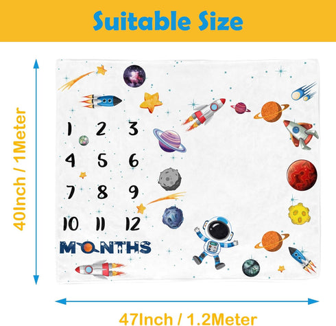 Space Baby Stuff, Rocket Baby Month Blanket for Newborn Photo Taken - Baby Age Blanket with 2 Frame B35-1 by PAMBO