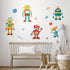 Yovkky Robots Educational Wall Decals Stickers for Baby Boys Room, Clockwork Wrench Toddler Nursery Playroom Decor