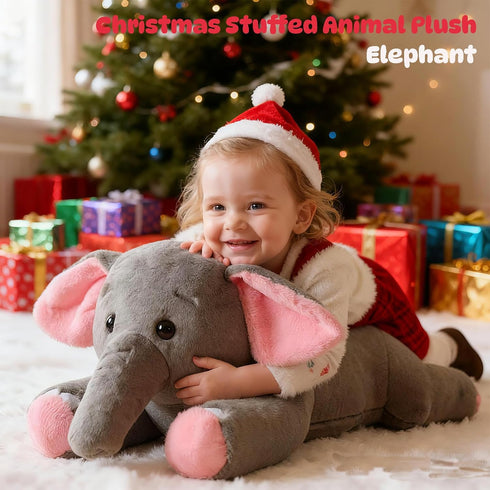 32" Giant Grey Elephant Plush Toy - Fluffy Stuffed Animal Gift for Kids