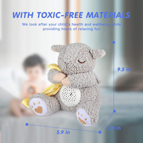 BEREST Baby White Noise Machine Stuffed Animal Toy, Mom's Heartbeat Lullabies Sheep Sleep Soother, Nursery Decor Night