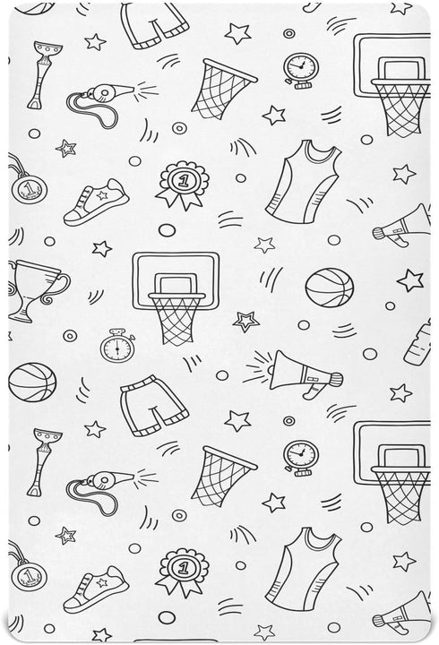 KICPOAY Fitted Crib Sheets Basketball Sport Stretchy Portable Playard Sheets for Baby Toddler,
