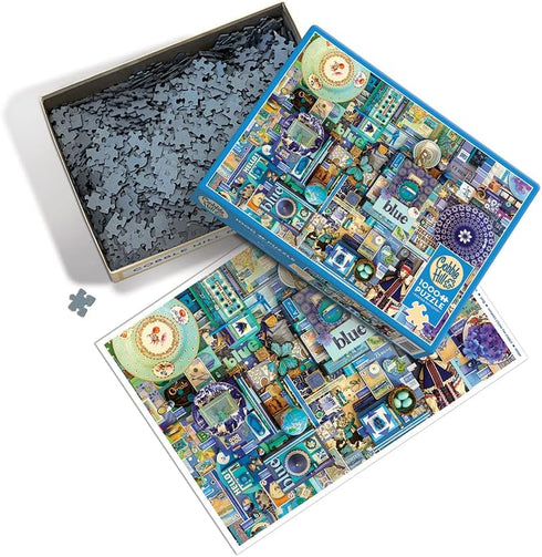 Cobble Hill 1000 Piece Puzzle - Rainbow Collection: Blue - Sample Poster Included