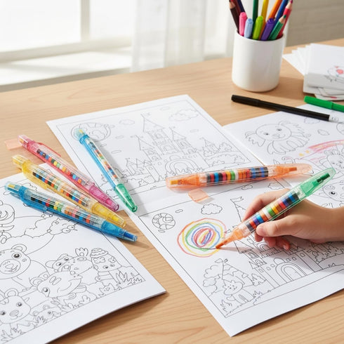 12 Pack 20 Fun Express Glitter Stacking Crayons for Kids - of Rainbow Crayons, Each with Colors - Educational
