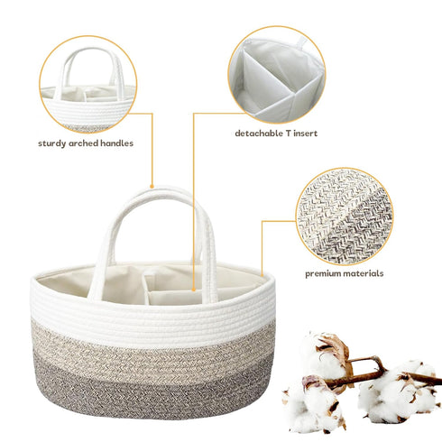 luxury little Diaper Caddy Organizer, Large Cotton Rope Nursery Baby Basket, Changing Table Organizer for Baby Diaper