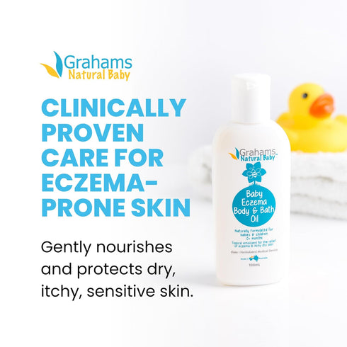 0+ 12 (1 100ml) Grahams Natural Baby Eczema Body and Bath Oil - Treat Eczema & Cradle Cap, Relief for Itchy, Dry Skin
