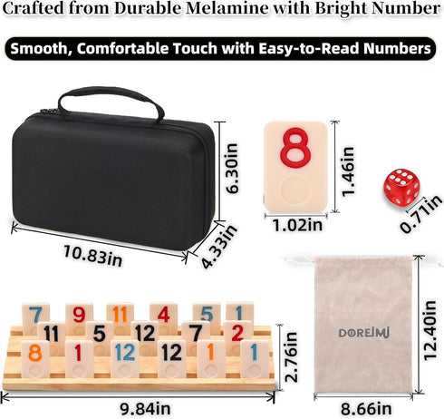 Rummy Set 4 2026-108 4 Doreimi Non-Transparent Cube Game Players Tiles, Anti-Slip Wooden Racks/Trays, Dual Storage