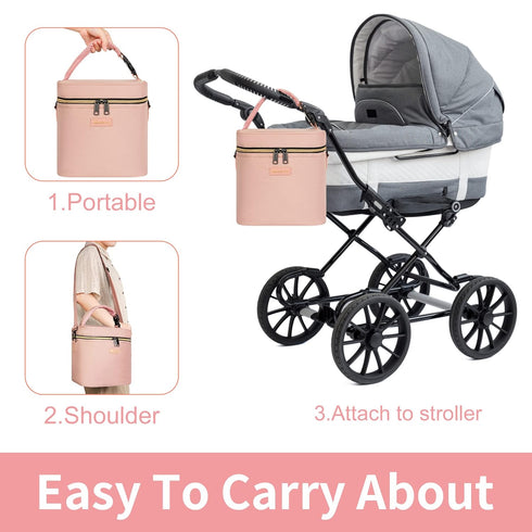 6 9 Pack Mancro Breastmilk Cooler Bag Fits Bottles Up to Ounce, Insulated Baby Bottle Bag Comes with ice and Shoulder