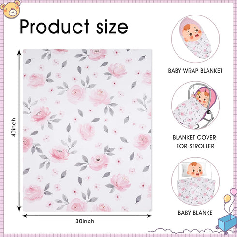 30x40 Inches PHF Minky Baby Blanket for Girls, Soft Double Layer Baby Blankets with Dotted Backing, Receiving Blanket
