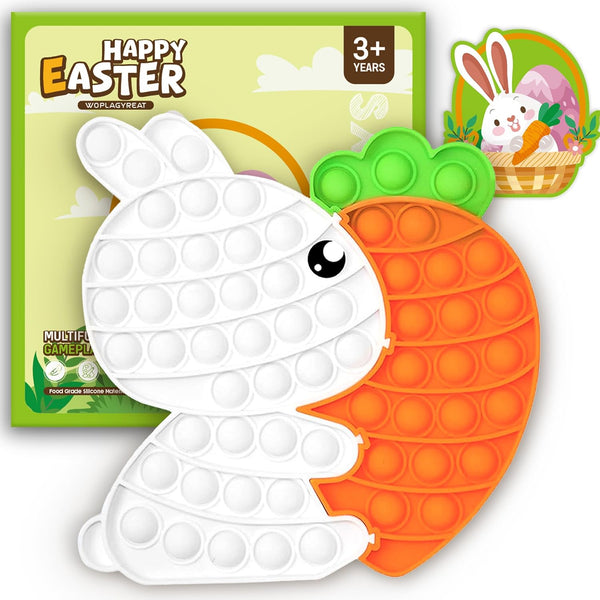 Woplagyreat Easter Fidget Toys, Bunny Carrot Easter Basket Stuffers for Kids Toddler,Puzzle Bubble