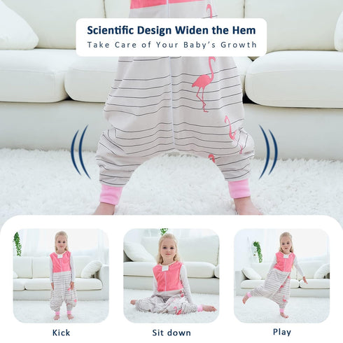 MICHLEY Toddler Sleeping Sack with Feet, Newborn Infant Sleeveless Sleeping Bag 2-way Zipper - Pink Bird, 1-3T