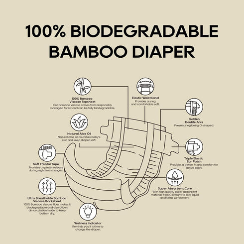 ECO BOOM Diapers, Viscose from Bamboo, Natural Soft Disposable Nappies for Infants, Size 0, 80 Count