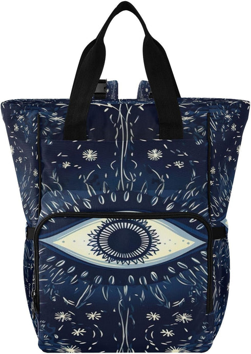 YANENDIE Blue Evil Eye Diaper Bag Backpack, Unisex Travel Baby Backpack Diaper Bags