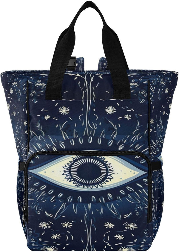YANENDIE Blue Evil Eye Diaper Bag Backpack, Unisex Travel Baby Backpack Diaper Bags