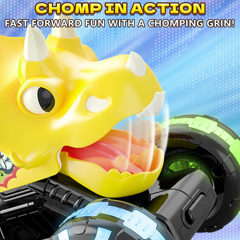 2 3 4 5 Intoypad Yellow Triceratops Dino Monster Truck Toddler Push Car Toy with LED Wheels Press & Go Dinosaur Toy