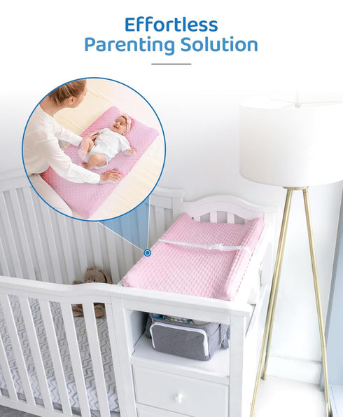 Loonah 27" 16" Compact Small Changing Pad with Cover - X Contoured Baby Diaper Changing Pad for Combo Crib
