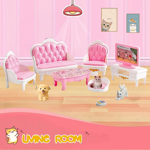 Xadothat Set, (36-Piece Dollhouse Furniture Complete Room Collection with Kitchen, Dining, Living Room, Bedroom