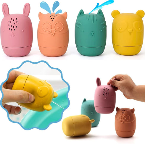 Mold Free Silicone Bath Toys, Baby Bath Toys for 6-12 Months, Non Toxic Infant Bathtub Toy, Dishwasher Safe