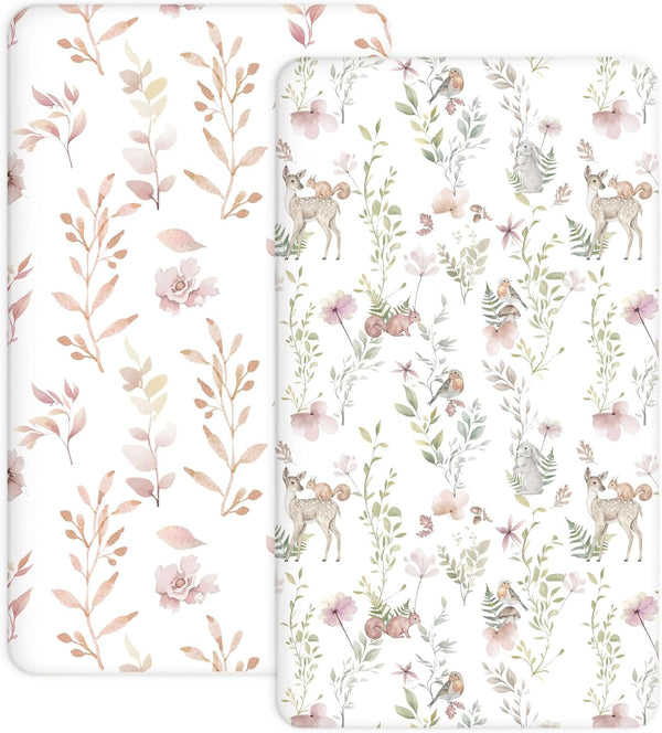 Pack and Play Sheets 2 Pack, Fitted Jersey Knit Mini Crib Sheets