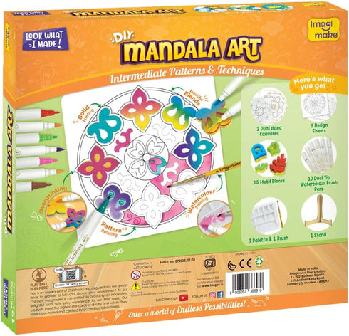 Imagimake Mandala Art Kit, Watercolor Paint Set, 12 Exciting Projects for Kids Ages 8-16, Craft Kits for All