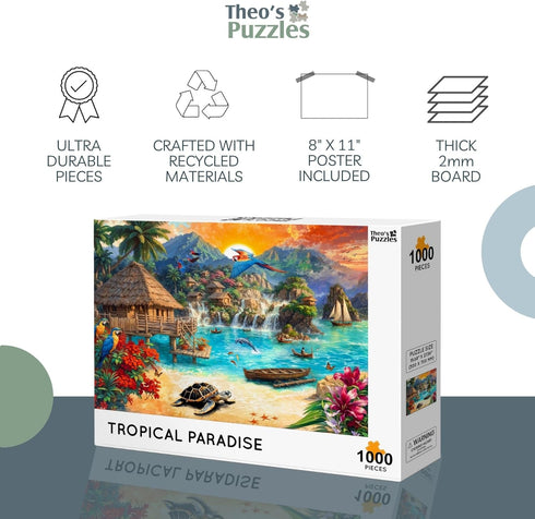 1000 Theo's Puzzles Jigsaw Puzzles Piece Puzzle for Adults, Families Dogs Beach Day Pieces Fit Together Perfectly