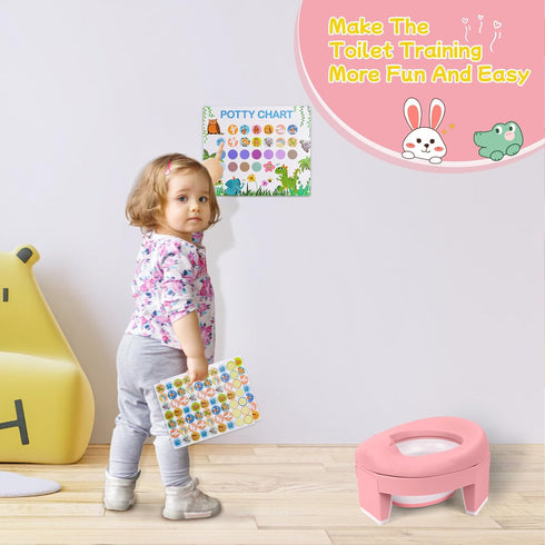 MCGMITT Portable Potty Seat for Kids Travel - Foldable Training Toilet Chair for Toddler Girls with Storage Bags