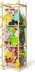 55.12in Stuffed Animal Storage Zoo with Wheels and Twinkling Bee String Lights, Large Wooden Stuffed Animal Storage