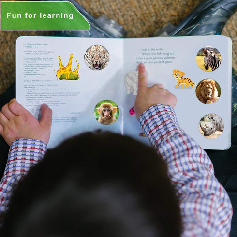 Animal Stickers for Kids, Realistic Jungle Animal Safari Zoo Labels for Toddlers Party Favors, 200Pcs Per Roll