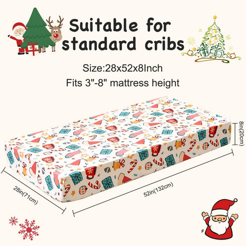 HomGoodz 52 28 Inches Christmas Crib Sheet for Baby Boys Girls x Gift Fitted Crib Sheets for Standard Crib and Toddler