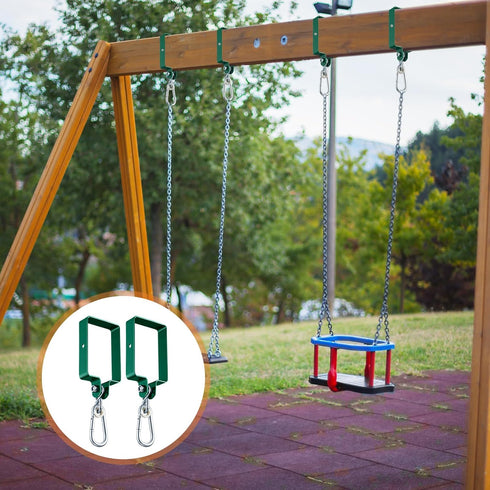 Dunzy 4 Pieces Metal Swing Set Accessories, Snap Hooks and Hangers for Connecting to Wooden Sets