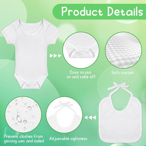 60/110/220 Set Pcs DIY Baby Bibs Bodysuit Baby Shower Game White Baby Bibs White Newborn Bodysuit for Baby Shower