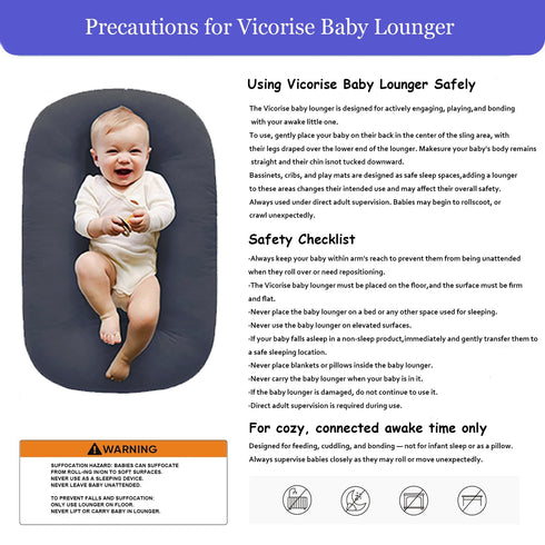 0-24 100% Cozy Baby Lounger Months Cotton-Snuggle Me Lounger,Soft & Breathable Baby Lounger for Newborn Play Mat,Infant
