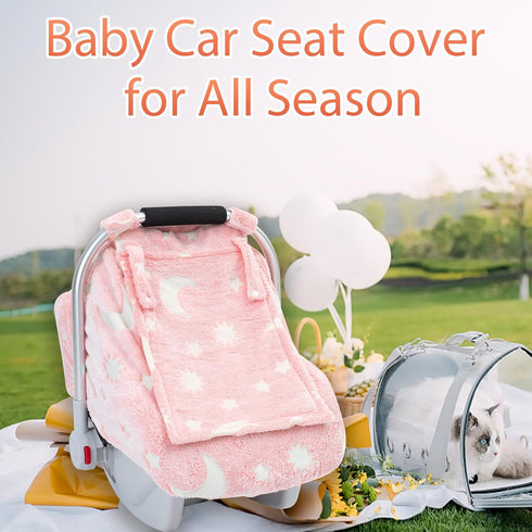 Cozy Baby Car Seat Cover, Infant Car Seat Cover Glow in The Dark, & Warm Carseat Canopy for Girls Boys, Baby Carrier