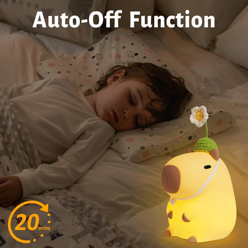 Attivolife Capybara Night Light for Kids - Cute Animal Soft Silicone LED Lamp, Dimmable Timer, Portable Rechargeable