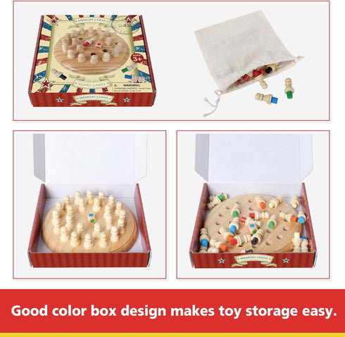 Wooden Memory Match Stick Chess Game - Color Memory Chess, Funny Block Board Game, Educational Toy for Boys and Girls
