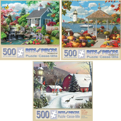 Bits and Pieces Value Set of Three Large 500 Piece Jigsaw Puzzles