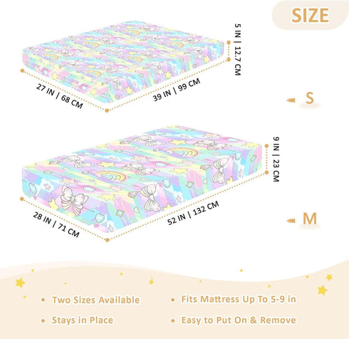 miaozhen 1 Pack 52x28 Cotton Crib Sheets for Baby Boys Girls Soft Comfy Bow Star Cartoon Crib Mattress Sheet