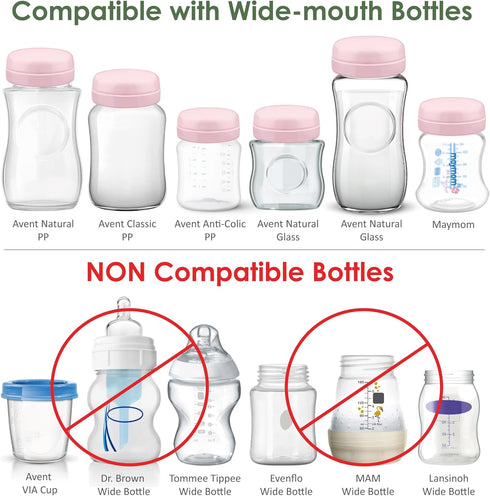 Maymom Solid Lids Aka Travel Caps w/Sealing Ring Compatible with Avent Bottle; Cap Replace Avent Natural Bottle Screw