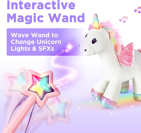 18 24 2 3 4 5 6 7 iPlay, iLearn Plush Magic Unicorn Toy W/Remote Control Fairy Magical Wand, Girl Music Unicorn Stuffed