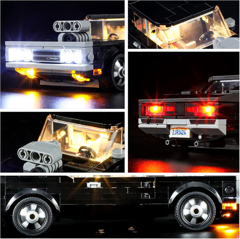 YEABRICKS LED Light for Lego-76912 Speed Champions Fast & Furious 1970 Dodge Charger R/T Building Blocks Model